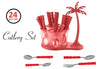 111 Dining/Cutlery Set with Coconut Tree Design stand(24pcs)