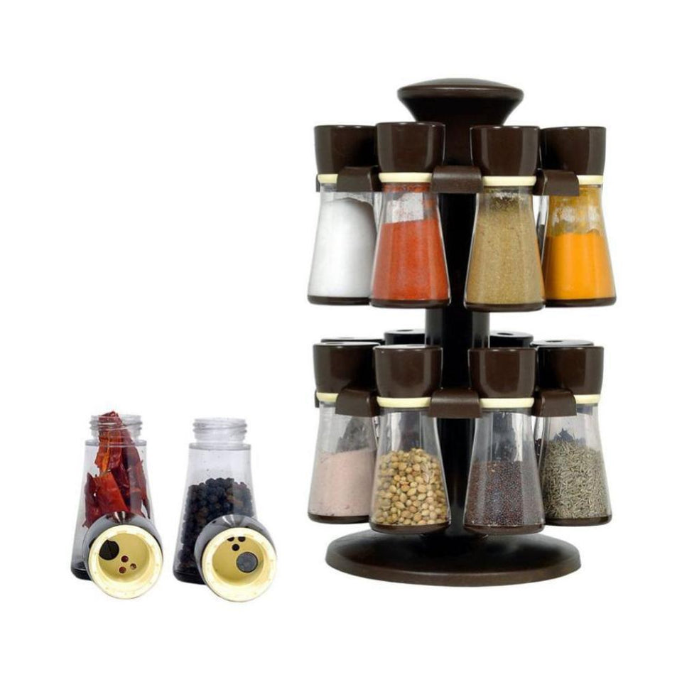 103 Revolving Plastic Spice Rack Masala Organiser (16 Pcs)