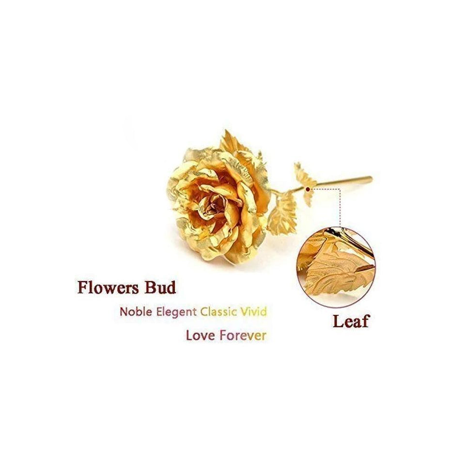 879 24K Artificial Golden Rose/Gold Red Rose with Gift Box (10 inches)