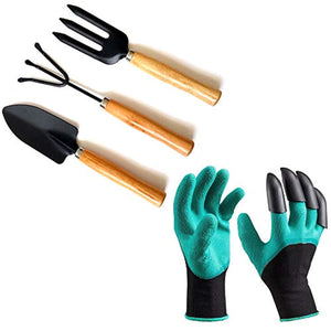 Your Brand Gardening Hand Cultivator, Big Digging Trowel, Shovel & Garden Gloves with Claws for Digging & Planting