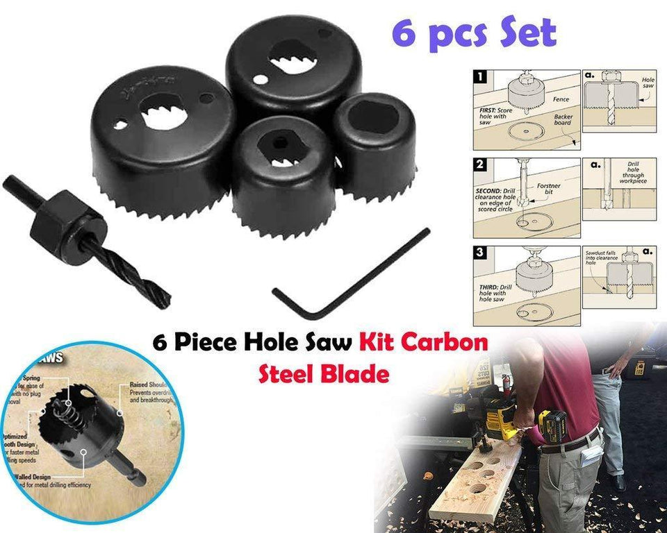 Your Brand Professional Power Tools Electric Drill Machine 10 mm Drill Bit Cutting Round Circular Cutter 6Pc Hole Saw Set (Multicolour)