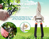 Your Brand Gardening Tools - Reusable Rubber Gloves, Pruners Scissor(Flower Cutter) & Garden Tool Wooden Handle (3pcs-Hand Cultivator, Small Trowel, Garden Fork)