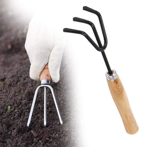 Your Brand Gardening Tools - Falcon Gloves, Flower Cutter/Scissor & Garden Tool Wooden Handle (3pcs-Hand Cultivator, Small Trowel, Garden Fork)