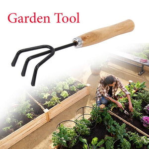 Your Brand Gardening Tools - Flover Cutter & Garden Tool Wooden Handle (3pcs-Hand Cultivator, Small Trowel, Garden Fork)