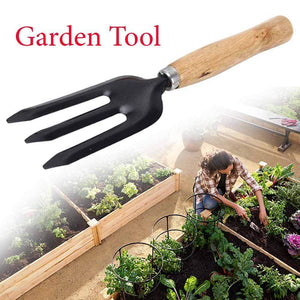 Your Brand Gardening Tools - Reusable Rubber Gloves, Pruners Scissor(Flower Cutter) & Garden Tool Wooden Handle (3pcs-Hand Cultivator, Small Trowel, Garden Fork)