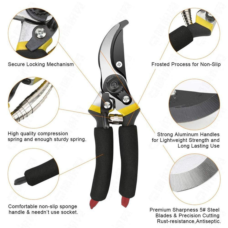 Your Brand Gardening Combos Tool kit - Hand Cultivator, Small Trowel, Garden Fork, Hand Weeder Straight and Garden Shears Sharp Cutter Pruners Scissor with Gardening Reusable Gloves