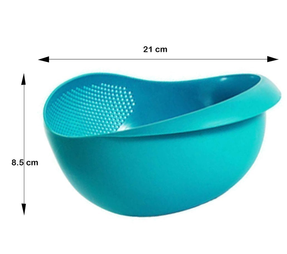 081A Multi-Function with Integrated Colander Mixing Bowl Washing Rice, Vegetable and Fruits Drainer Bowl-Size: 21x17x8.5cm