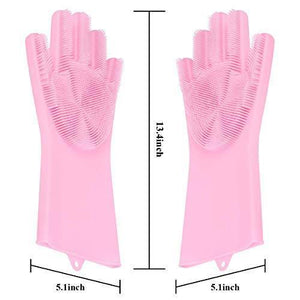 714 Reusable Silicone Cleaning Brush Scrubber Gloves (Multicolor)