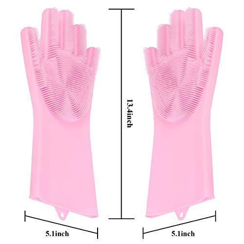 714 Reusable Silicone Cleaning Brush Scrubber Gloves (Multicolor)