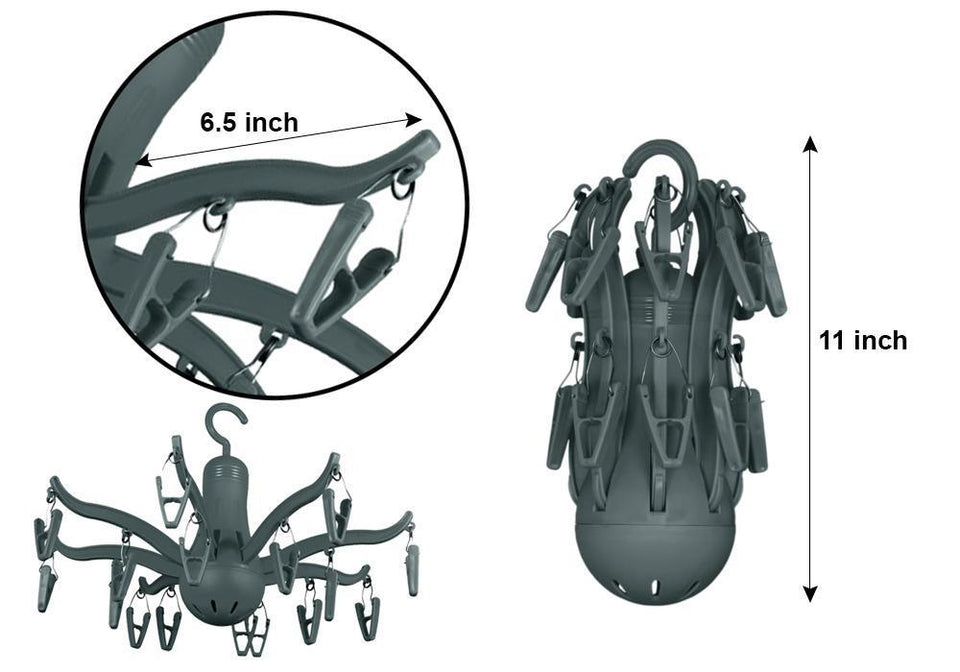 229 -8-Claw Octopus Hanging Dryer 16 Clothes pegs, Simple to fold up and Put Away