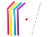 Your Brand Food Grade Silicone Straws(4pc) & Straw Cleaning Brush(1pc)