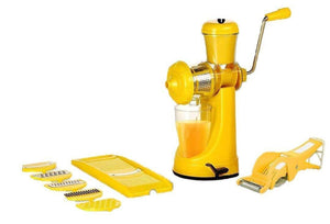 Your Brand Kitchen combo - Manual Juicer, 6 in 1 Slicer, Vegetables Cutter with Peeler and 6 Plastic Glasses