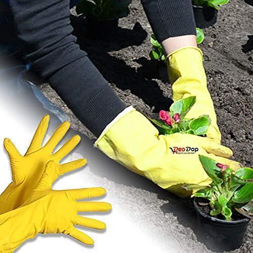 Your Brand Gardening Tools - Reusable Rubber Gloves, Pruners Scissor(Flower Cutter) & Garden Tool Wooden Handle (3pcs-Hand Cultivator, Small Trowel, Garden Fork)