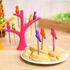 Your Brand Fancy Bird Table Fork with Stand for Eating Fruits - Pack of 6
