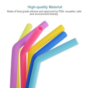 Your Brand Food Grade Silicone Straws(4pc) & Straw Cleaning Brush(1pc)