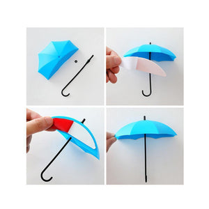 486_3pcs/set Cute Umbrella Wall Mount Key Holder Wall Hook Hanger Organizer Durable Wall hooks bathroom kitchen Umbrella Wall Hook