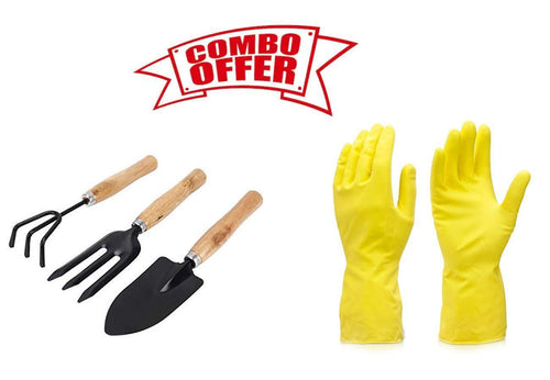 Your Brand Gardening Combos Tool kit - Hand Cultivator, Small Trowel, Garden Fork with Gardening Reusable Gloves