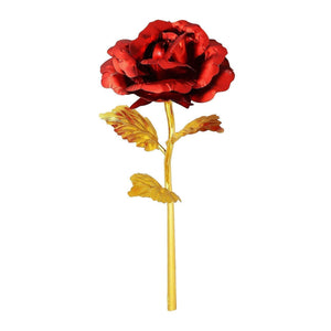 879 24K Artificial Golden Rose/Gold Red Rose with Gift Box (10 inches)