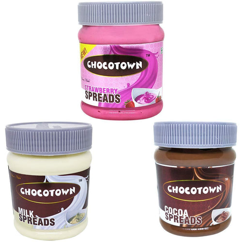 Chocotown Chocolate Spreads - Cocoa Spreads, Milk Spreads & Strawberry Spreads- 350 gm
