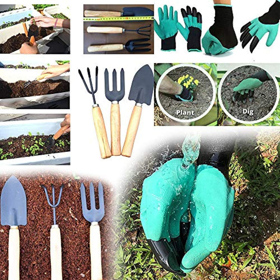 Your Brand Gardening Hand Cultivator, Big Digging Trowel, Shovel & Garden Gloves with Claws for Digging & Planting