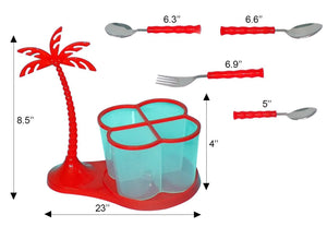 111 Dining/Cutlery Set with Coconut Tree Design stand(24pcs)