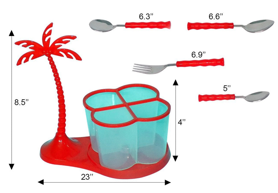 111 Dining/Cutlery Set with Coconut Tree Design stand(24pcs)