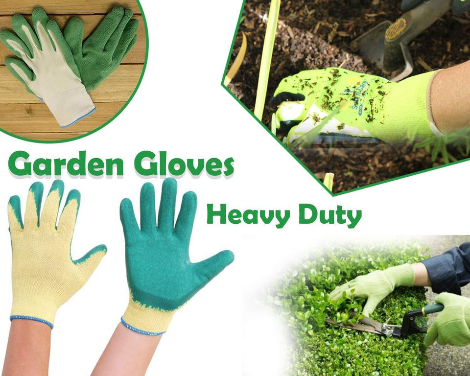 Your Brand Gardening Tools - Falcon Gloves, Flower Cutter/Scissor & Garden Tool Wooden Handle (3pcs-Hand Cultivator, Small Trowel, Garden Fork)