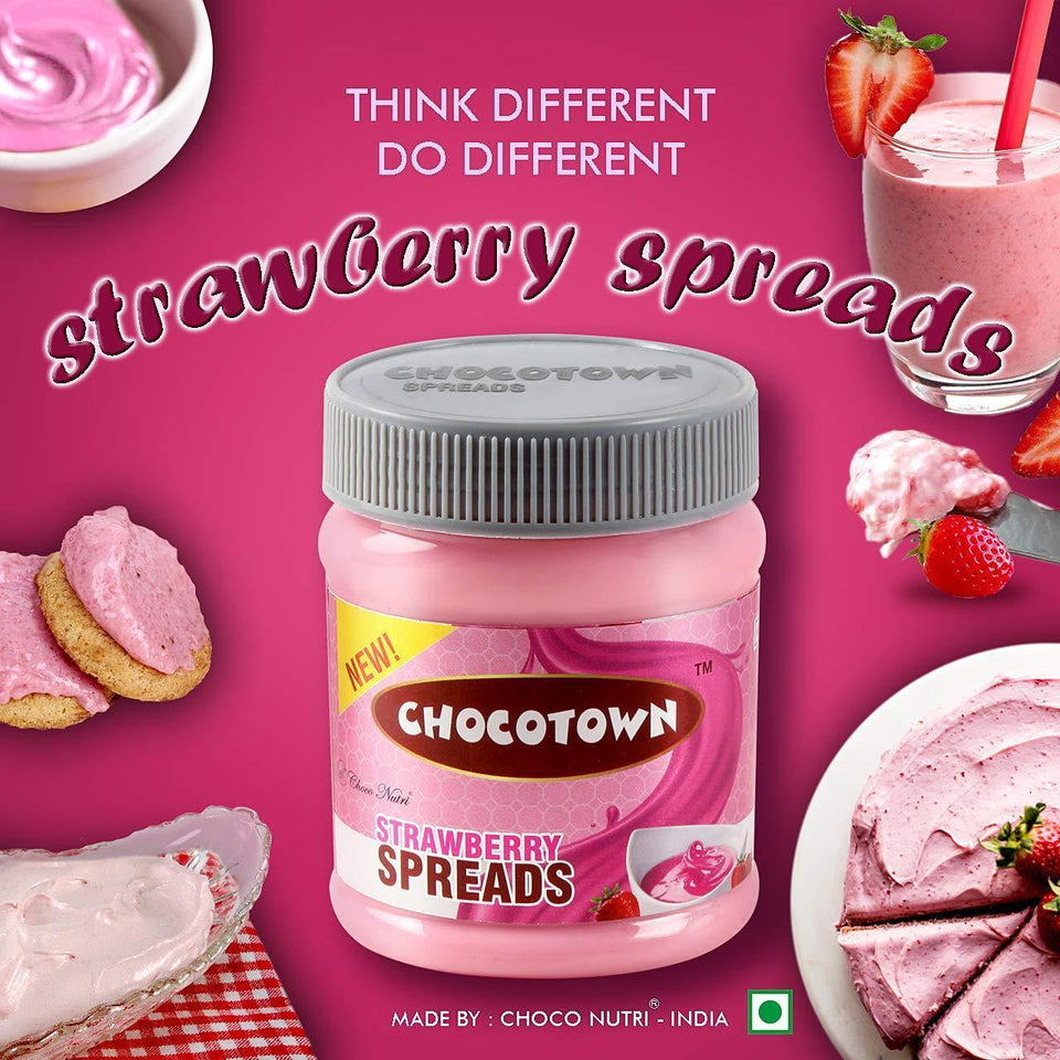 Chocotown Chocolate Spreads - Cocoa Spreads, Milk Spreads & Strawberry Spreads- 350 gm