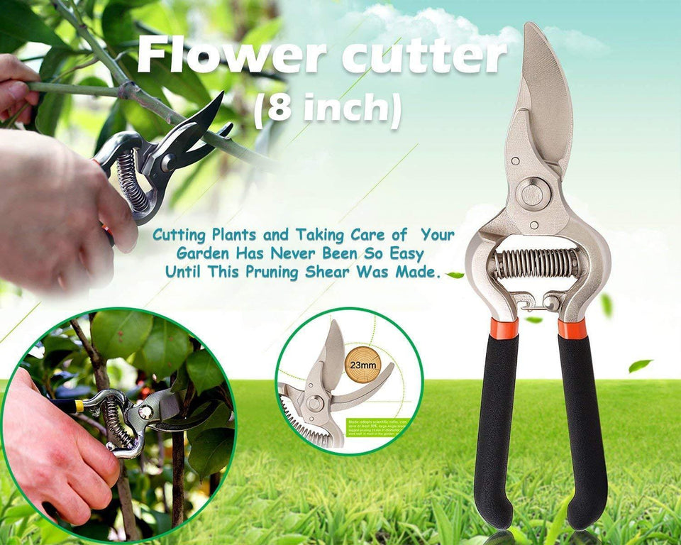 Your Brand Garden Combo - Garden Shears Pruners Scissor (8-inch) & Hand Weeder Straight