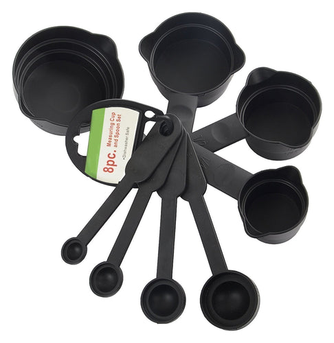 106 Plastic Measuring Cups and Spoons (8 Pcs, Black)