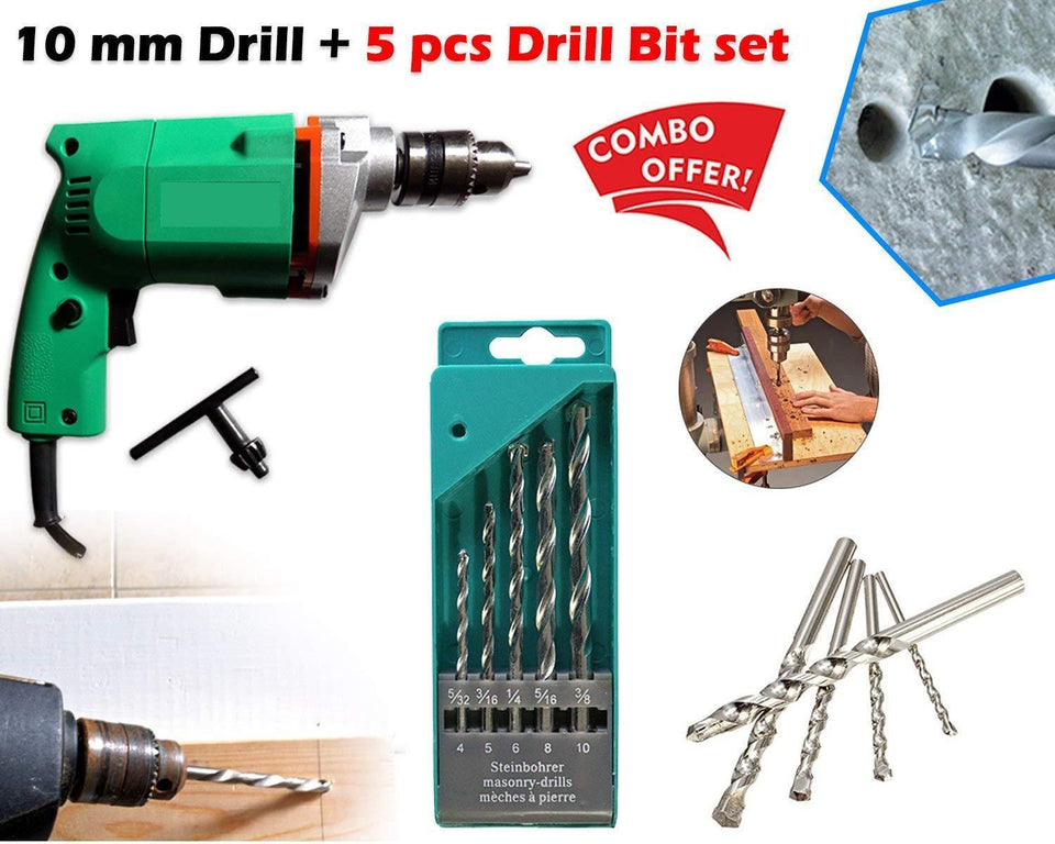 Your Brand Metal Electric Drill Machine Set (Multicolor, 6-Pieces)