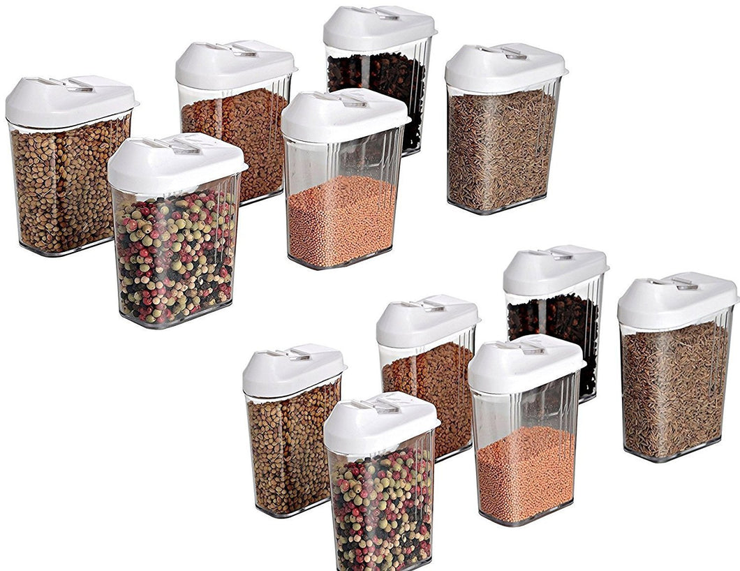 Your Brand Cereal Dispenser Easy Flow Storage Jar 750 ml 12 Pcs Set, Plastic, 10 in, White