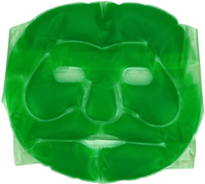 402 Plastic Reusable Anti Stress Cooling Gel Face Mask with Strap-on Velcro (Green)